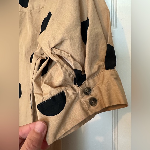 Who What Wear Tan and Black Polka Dot Blouse - Picture 11 of 16